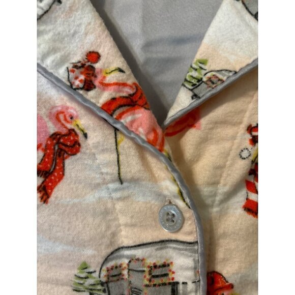 Nick & Nora Pink Flamingo Airstream Flannel Pajamas Top MED Pants LARGE READ!! - Picture 5 of 13